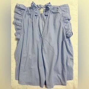 H&M Light Blue Ruffle Sleeve Blouse